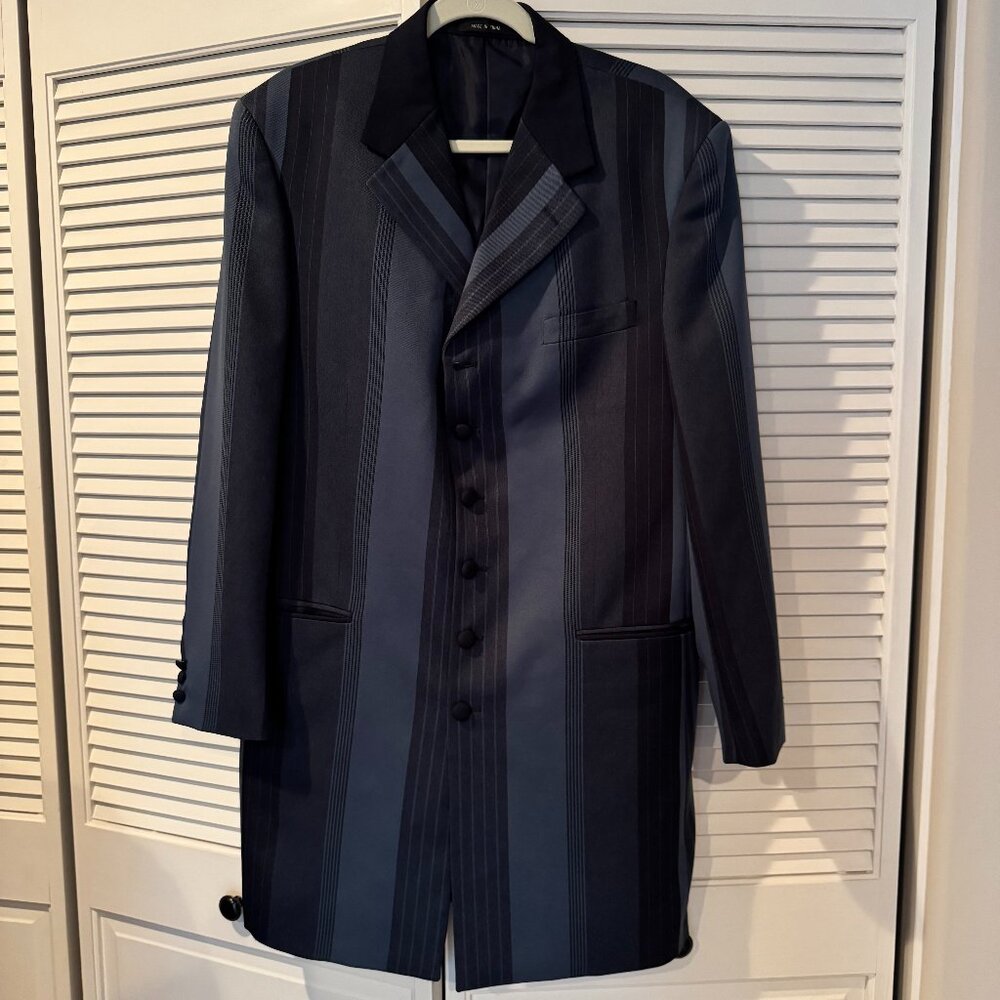 VINTAGE Soprano Navy Striped Coat Size 40L